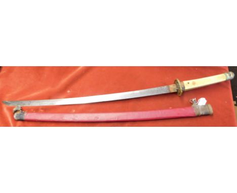 Japanese WWII Shin Gunto signed Sword Kanesada, Seki stamp just visible, non-traditionally made sword (possible made by Okada