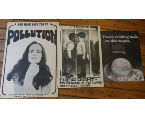 Peace and Conservation Posters (x3). Peace Pledge, Future without War Poster. Measures approx. 16 x 24 inches. PLUS Exhausted