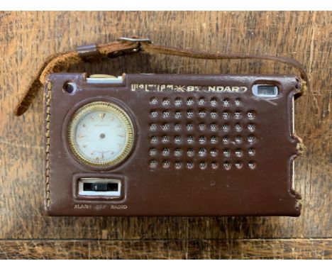 Waltham Mini Transistor Clock/Radio. Vintage Waltham Standard Super Alarm Transistor Radio, Model SR-4000, AM Band, 6 Transis