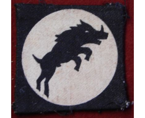 British WWII (XXX) 30th Army Corps printed cloth formation patch, (right facing prancing boar)