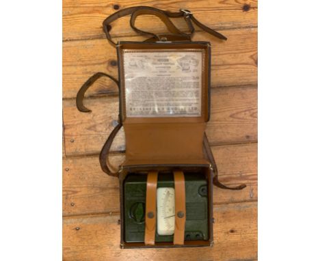 Circuit-Testing Ohmmeter. A circuit-testing ohmmeter by Evershed &amp; Vignoles , circa 1940s. Green bakelite in leather case