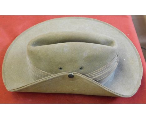 British Commonwealth ‘slouch' hat, used during the Burma Campaign, 1941-1944. Made of khaki felt with a tan puggaree, comes w