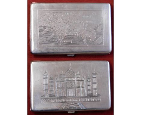 Indian 1940s/50s Souvenir cigarette case, chromed with a map of India and adjacent states such as Burma, Siam, etc.