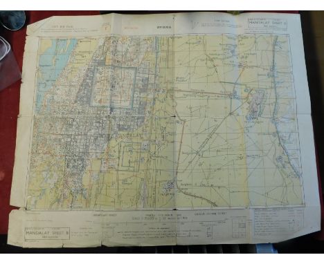 British WWII Map of Burma, First Edition (Mandalay Sheet 6) dated 1944, survey conducted for the HQ of the Fourteenth Army. F