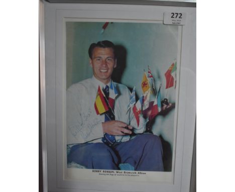 Bobby Robson. Football. Signed colour print of England player and Manager Bobby Robson. Framed and glazed. Measures approx 14