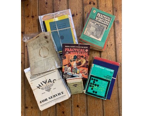 Data Manuals and Wireless Magazines. A collection of vintage wireless magazines and manuals, including approx. 50 issues of '