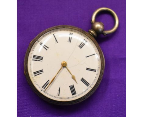 Fine Silver Fob Watch, engraved for Norwich. Late Victorian. Engraved (patterned) case and inscribed inside; S Newman, 7 St G