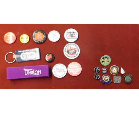 Trades Union and Solidarity Badges. Collection of enamelled and button badges (15). Very good condition.