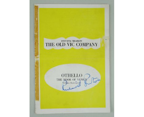 1955 / 56 THE OLD VIC COMPANY PROGRAMME FOR OTHELLO SIGNED BY RICHARD BURTON in blue ink on front cover, printed by John Wadd