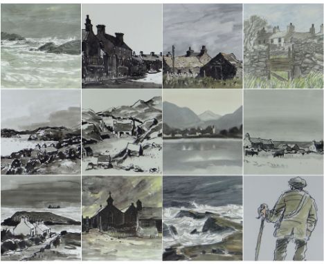 SIR KYFFIN WILLIAMS RA a set of twelve colourwash prints all from an issue of 350 - eight various scenes all approx, all appr