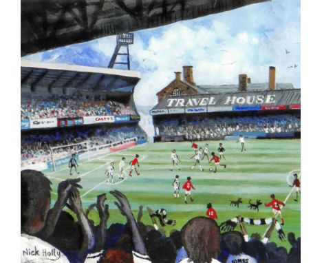 NICK HOLLY limited edition (49/50) print - Swansea City FC playing at the Vetch Field, signed, 30 x 30cms Provenance: private