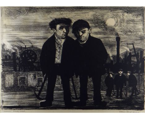 COLIN GARD ALLEN lithograph - figures in an industrial landscape, title to margin 'Miners, South Wales', signed, 38 x 52cms P