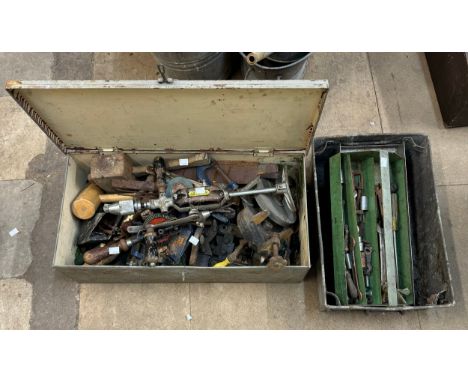 An assortment of vintage tools including Stanley 