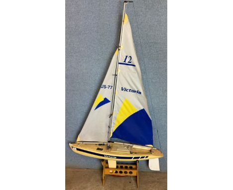 A model Victoria sailing ship designed for radio control, 80cms l 