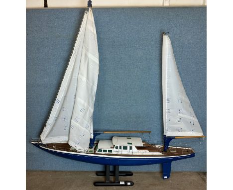 A remote control model of a "Blue Leopard" yacht, 144cms l 