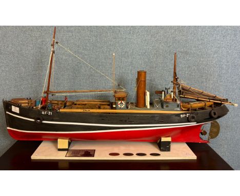A model fishing boat designed for radio control, 90cms l 