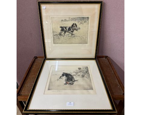 Henry Wilkinson, two signed limited edition prints, both depicting hounds catching a pheasant, framed 