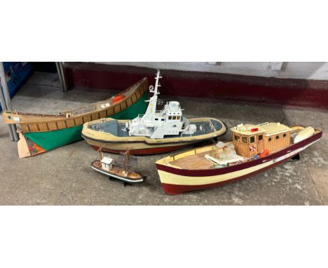 Three part-built model boats 