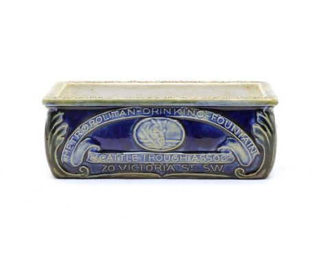 A Royal Doulton stoneware trough, inscribed 'Metropolitan Drinking Fountain &amp; Cattle Trough Association', impressed facto