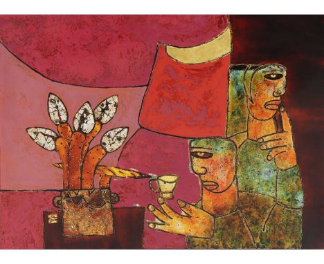 Trinh Tuan (Vietnamese, b.1961)Untitled signed 'Tuan' and dated '02' l.l., lacquer on panel45.2 x 60.3cmCondition report: Gen
