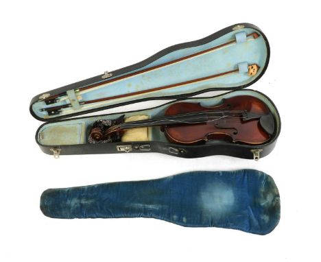 A 19th Century German violin, labelled 'Mathia Neuner, Geigenmacher in Mittenwald, 1810, Nro. 94', of dark reddish-brown colo