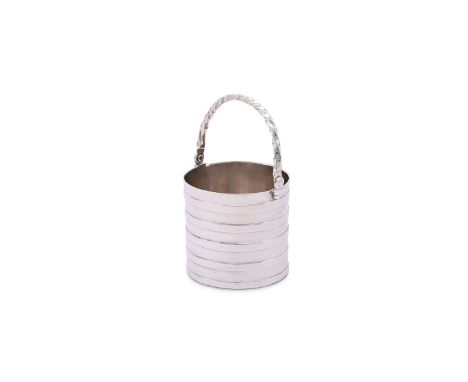 
	
		A GEORGE III SILVER CREAM PAIL
		WALTER BRIND, LONDON 1764
		With a cable twist loop swing handle and ribbed body
		10cm
