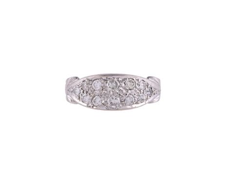 
	
		A DIAMOND PANEL RING
		The marquise shaped panel pavé set with brilliant cut diamonds, approximately 0.66 carats total, 