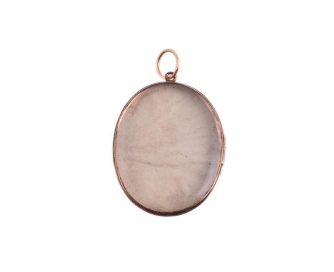 
	
		A FIRST HALF OF THE 19TH CENTURY GLAZED LOCKET 
		CIRCA 1840
		The locket with a domed glazed panel, the polished gold b
