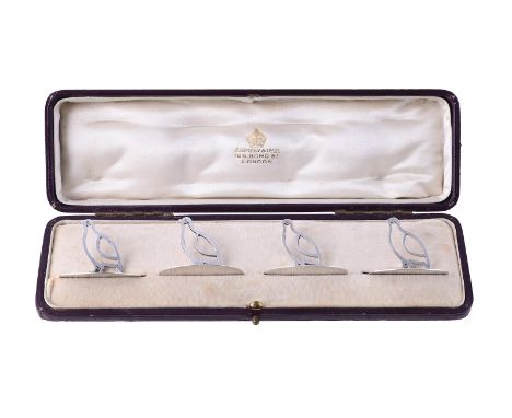 
	
		A SET OF FOUR SILVER BIRD MENU HOLDERS
		C. &amp; C. HODGETTS, BIRMINGHAM 1912
		On oval bases, 4.5cm (1 3/4in) long
		4