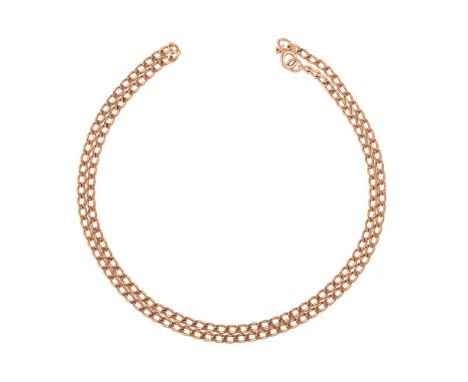 
	
		AN 18 CARAT GOLD CURB LINK NECKLACE 
		LONDON 1974 IMPORT MARK
		The flattened curb link chain necklace to a ring bolt c