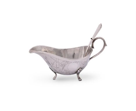 
	
		A CHINESE SILVER OVAL SAUCE BOAT AND SAUCE LADLE
		POSSIBLY BY TUCK CHANG &amp; COMPANY, CIRCA 1900
		The sauce boat wit