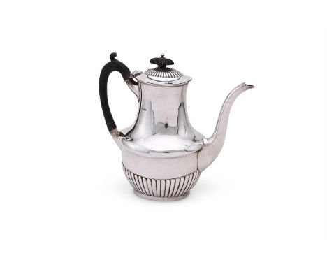 
	
		A VICTORIAN SILVER OVAL HALF LOBED COFFEE POT
		HENRY STRATFORD, SHEFFIELD 1897
		With a wooden finial and loop handle
	
