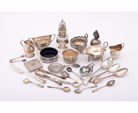 
	
		Y&nbsp;A COLLECTION OF SILVER ITEMS
		To include: an octagonal baluster caster by Adie Brothers Ltd., Birmingham 1924, t