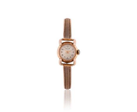 
	
		DERMONT 
		A LADY'S GOLD COLOURED BRACELET WATCH, NO. 664895, CIRCA 1940
		Movement: Swiss manual wind, 17 jewels
		Case