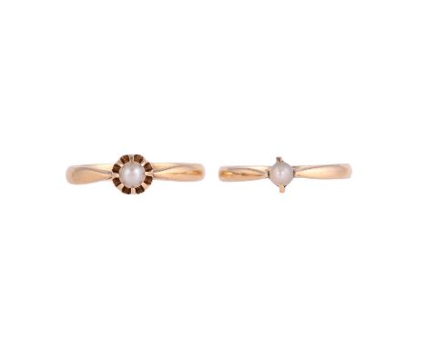 
	
		TWO FRENCH EARLY 20TH CENTURY PEARL SET RINGS
		The first ring with a central pearl, approximately 3.5mm diameter, in an