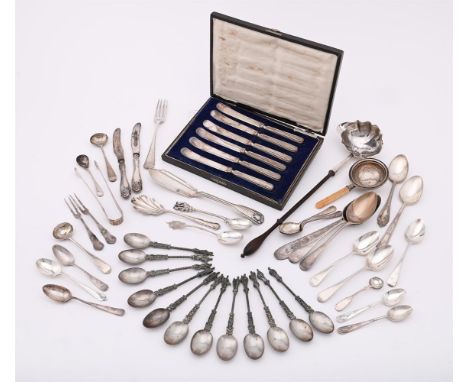 
	
		A COLLECTION OF SILVER FLATWARE
		To include: a set of twelve Dutch silver apostle spoons by Gerardus Schoorl, circa 190
