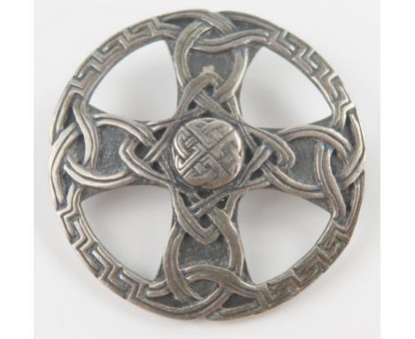 Scottish Celtic Silver Brooch, Edinburgh 1965, John Hart, 36mm diam., 9.8g 