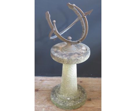 Reconstituted Stone Garden Sundial, c. 76cm tall 