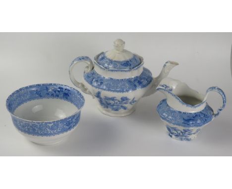 Victorian Blue and White Wash Jug and Basin, Coalport Salopian dinner ware and Spode " Cammillia" three part tea set 