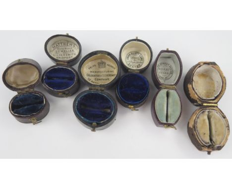 Six Early 19th Century Ring Boxes including Matthews of Bridport, Goldsmiths &amp; Silversmiths company, John Ellet lake of E