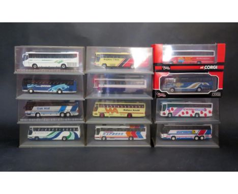 12 Corgi Original Omnibus 1:76 Scale Model 'Newer Style' Coaches (cases grubby) 
