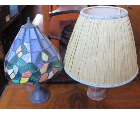 Stained Glass Lamp (c. 30cm high) and one other 