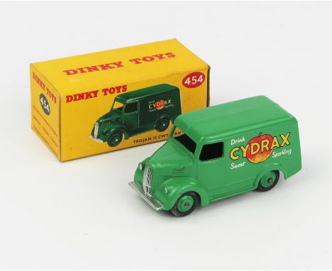 A Dinky Toys 454 Trojan 15 CWT Van - Cydrax in light green with green hubs. Near mint+ in near mint box 