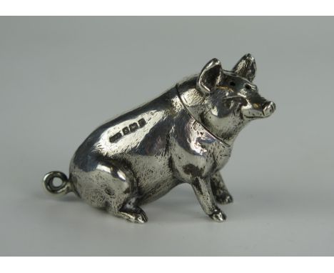 Edward VII Silver Pig Pepper, c. 6.5cm long, Birmingham 1905, William Hair Haseler, 73.2g 