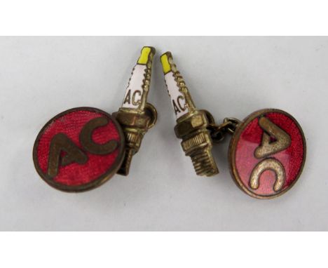 Vintage AC Spark Plug Enamel Cufflinks 