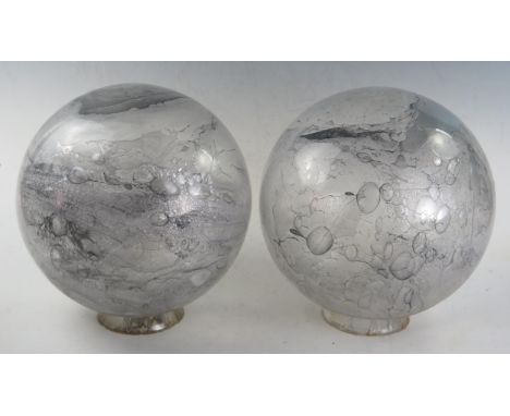 Set of Four Glass Lamp Shades, inner opening c. 7.5cm diam., c. 28cm diam. 