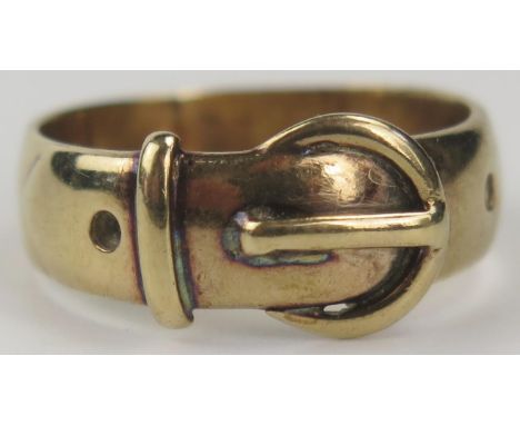 9ct Gold Buckle Ring, size R, 4.9g 