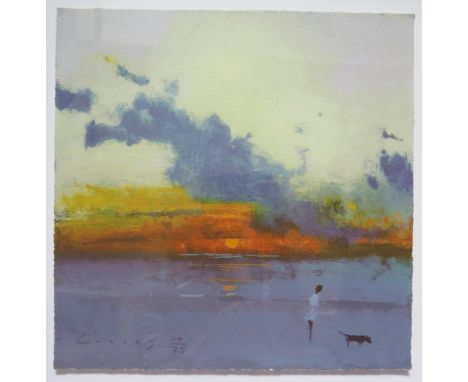 Fred Cuming, 1932 - 2022, British Painter, 'Sunset Camber', Limited Edition Print, 14/75, 30 X 30cm, F &amp; G with Photocopy