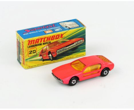 Matchbox Superfast 20a Lamborghini Marzal with rarer silver painted base - medium salmon pink, amber windows, wide 5 spoke wh