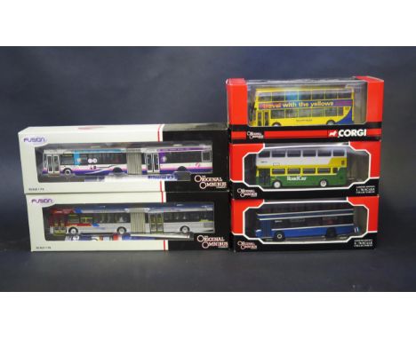 5 Corgi Original Omnibus 1:76 Scale Model Buses including OM41301, OM41303 Wright Bendy Buses, OM41207 Wright Eclipse etc. (c